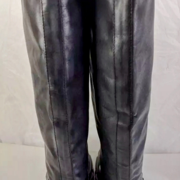 Free People Brooks Tall Black Leather Boots Moto Riding Combat New without Box - Picture 8 of 11